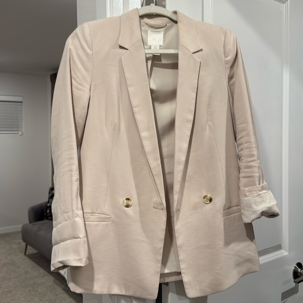 H&M Cream Blazer Jacket Small Career Office